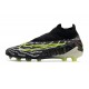 Bota de fútbol Nike Phantom GX Elite DF FG Negro Voltio Blanco Azul Glow
