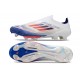 Botines adidas F50+ Laceless FG Ftwr Blanco Azul Lúcido Rojo