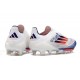 Botines adidas F50+ Laceless FG Ftwr Blanco Azul Lúcido Rojo