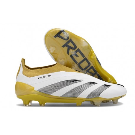 adidas Botas Futbol Predator Elite Laceless FG Blanco Gris Dorado