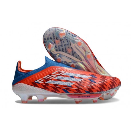 Botines adidas F50+ Laceless FG Rojo Blanco Azul