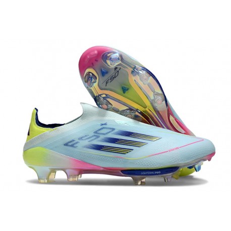 adidas F50+ Laceless FG Casi Azul Azul Semilúcido Semi Amarillo Solar