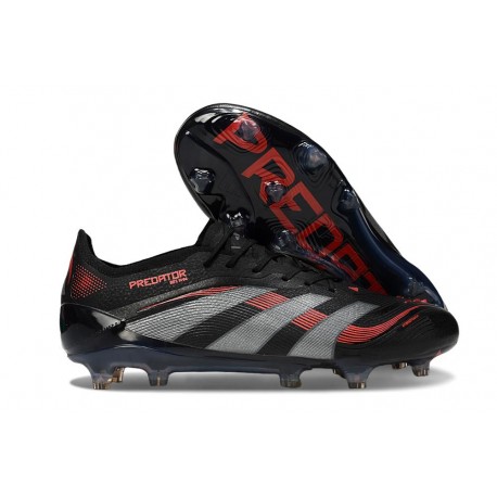 Botines de Futbol adidas Predator Elite FG Negro Gris Four Rojo Lúcido
