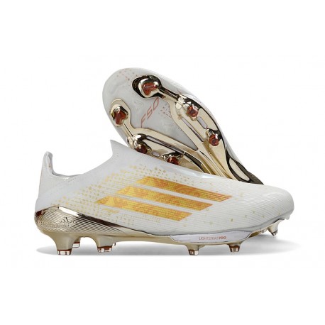 Botines adidas F50+ Laceless FG Blanco Dorado