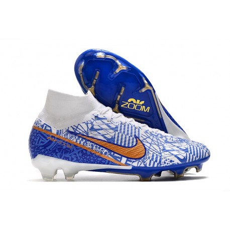 Nike Air Zoom Mercurial Superfly IX Elite FG Blanco Azul Oro