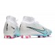 Nike Air Zoom Mercurial Superfly IX Elite FG Blanco Azul Báltico Rosa Blast Indigo Haze