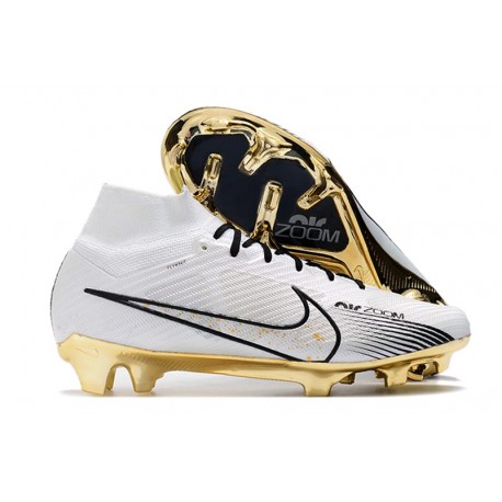 Nike Air Zoom Mercurial Superfly IX Elite FG Blanco Oro Negro