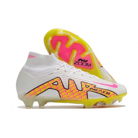 Nike Zoom Mercurial Superfly 9 Elite FG Blanco Rosa Amarillo