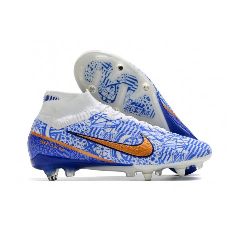Nike Air Zoom Mercurial Superfly IX Elite SG Blanco Azul Oro