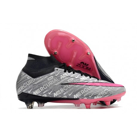 Nike Air Zoom Mercurial Superfly IX Elite SG XXV Plateado Metalizado Rosa Hyper Negro